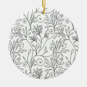 Ornament met zwarte en witte florale oplossing
