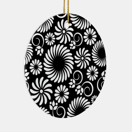 Ornament met zwarte en witte florale oplossing (Rechts)
