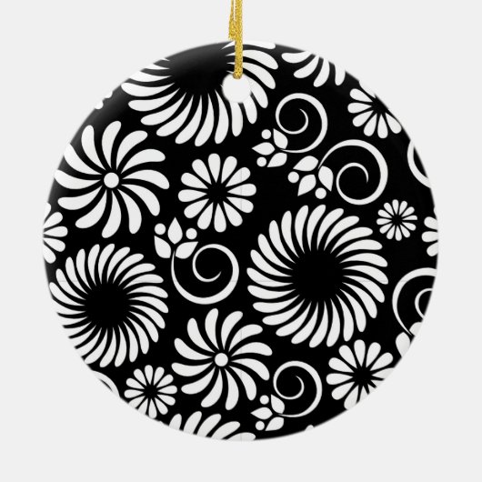 Ornament met zwarte en witte florale oplossing (Achterkant)