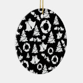 Ornament met zwarte en witte kerstbomen (Rechts)