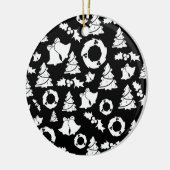 Ornament met zwarte en witte kerstbomen (Links)