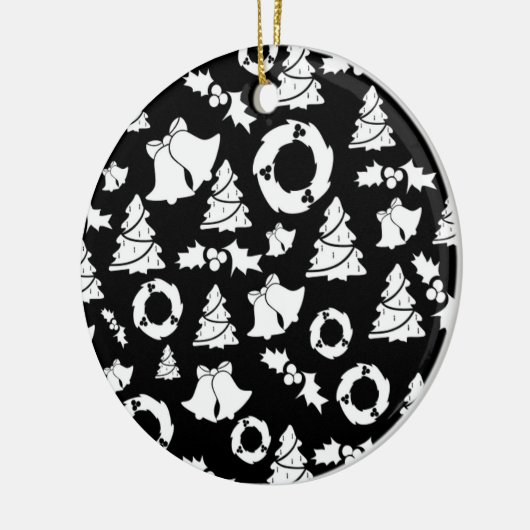 Ornament met zwarte en witte kerstbomen (Links)