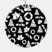 Ornament met zwarte en witte kerstbomen (Achterkant)
