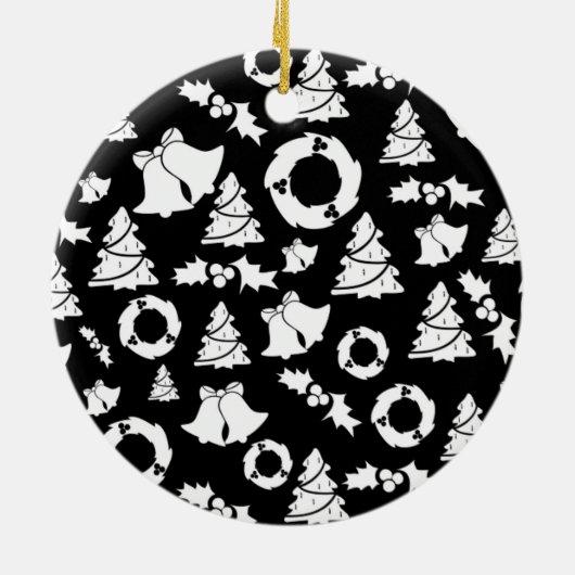 Ornament met zwarte en witte kerstbomen (Achterkant)