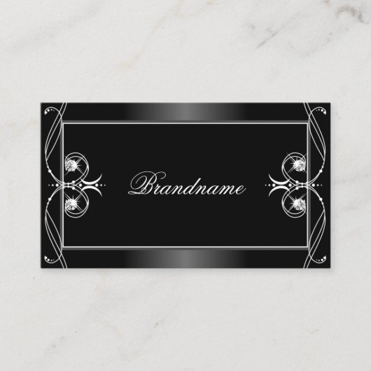 Ornament met zwarte en witte mousserende diamant Visitekaartje (Voorkant)