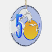 Ornament: MLML 50e ronde golf/zon Keramisch Ornament (Rechts)