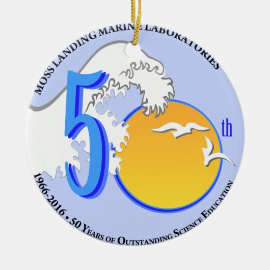 Ornament: MLML 50e ronde golf/zon Keramisch Ornament (Voorkant)