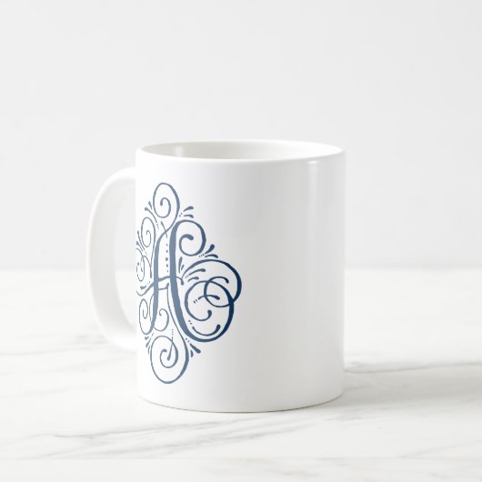 Ornament Monogram Swash Gepersonaliseerd Koffiemok (Voorkant links)