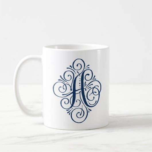 Ornament Monogram Swash Gepersonaliseerd Koffiemok (Links)