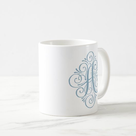 Ornament Monogram Swash Gepersonaliseerd Koffiemok (Voorkant rechts)