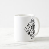 Ornament Monogram Swash Gepersonaliseerd Koffiemok (Voorkant rechts)