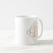 Ornament Monogram Swash Gepersonaliseerd Koffiemok (Voorkant rechts)