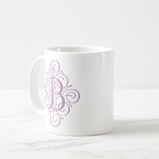 Ornament Monogram Swash Gepersonaliseerd Koffiemok (Voorkant links)