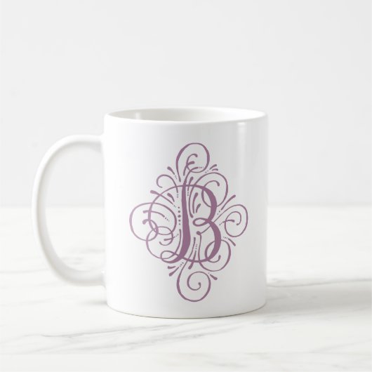 Ornament Monogram Swash Gepersonaliseerd Koffiemok (Links)