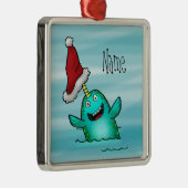 Ornament, Name Sjabloon Cute Narwhal Santa Metalen Ornament (Rechts)