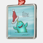 Ornament, Name Sjabloon Cute Narwhal Santa Metalen Ornament (Links)