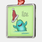Ornament, Name Sjabloon Cute Narwhal Santa Metalen Ornament (Links)