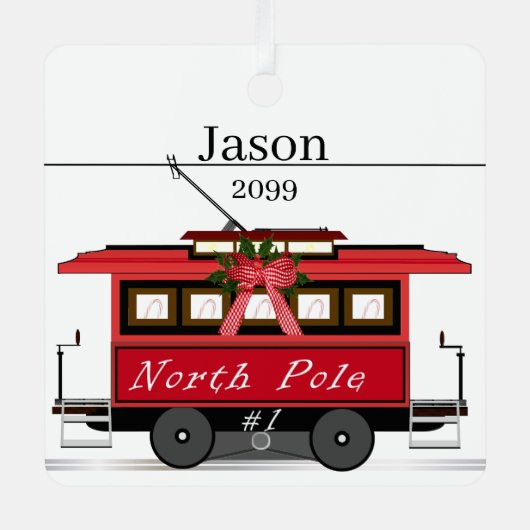 Ornament North Pole Trolley Square (Voorkant)
