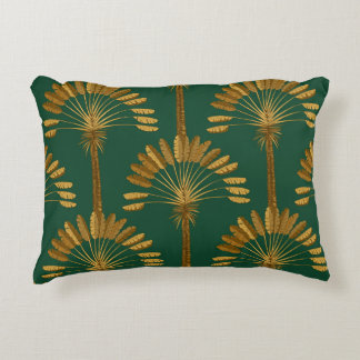 Ornament of Golden palm trees on a green backgroun Accent Kussen
