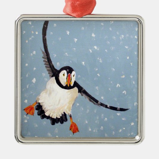 ornament op het plein "Een speelse Puffin" (Voorkant)