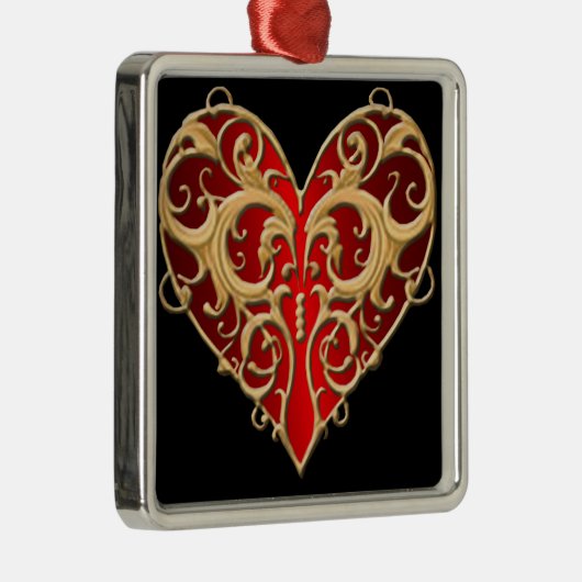 Ornament op het Rode Filigree Heart Square (Rechts)