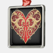 Ornament op het Rode Filigree Heart Square (Links)