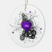 Ornament Paarse Heart Black Swirls Wedding Keepsak (Links)