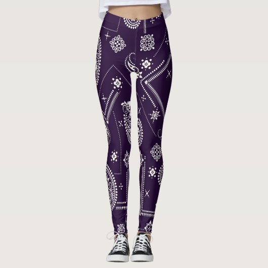 Ornament Paisley Bandana Print Pattern Leggings (Voorkant)