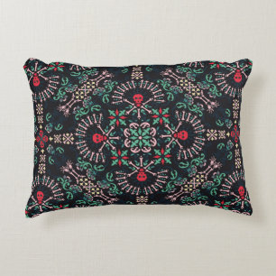 ornament paisley, skulls and botten Bandana Print, Accent Kussen