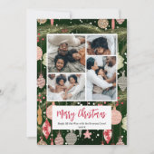 Ornament Patroon Kerst familie 5 foto's Feestdagenkaart (Voorkant)