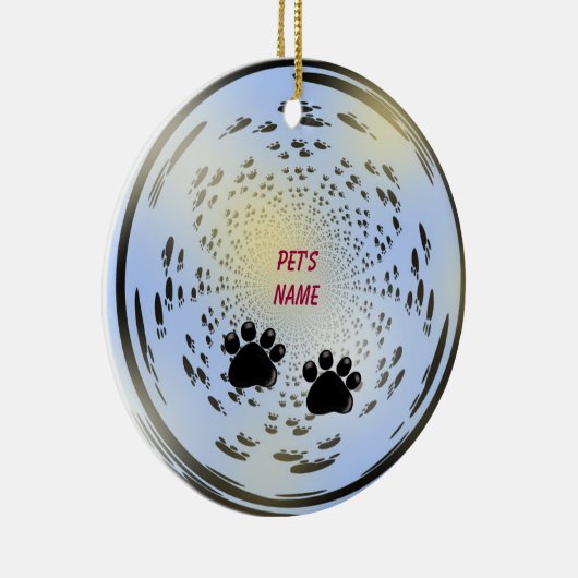 Ornament Pets Name Paw Print (Rechts)