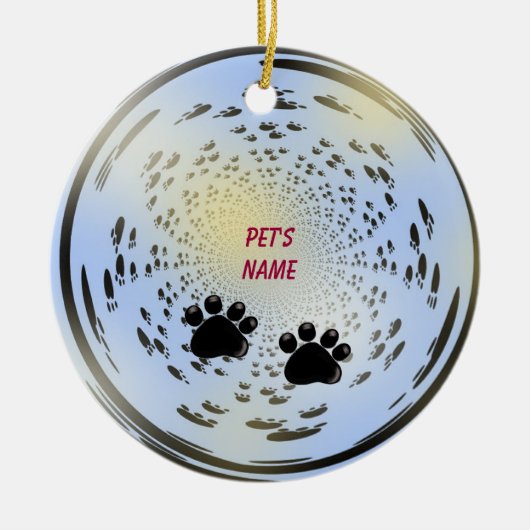 Ornament Pets Name Paw Print (Voorkant)