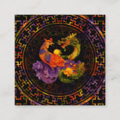 Ornament Phoenix en Dragon Vierkante Visitekaartje (Voorkant)