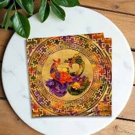 Ornament Phoenix en Dragon Vierkante Visitekaartje