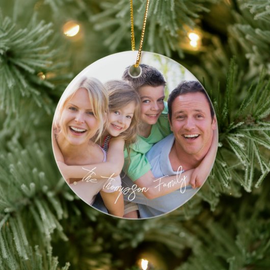 Ornament Photo White Script (Boom)