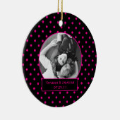 Ornament Pink and Black Polka Dots Wedding Keepsa (Rechts)