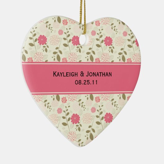 Ornament Pink and Cream Floral Wedding Keepslag (Rechts)