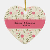 Ornament Pink and Cream Floral Wedding Keepslag (Voorkant)