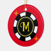 Ornament- Poker gepersonaliseerd (voeg initiaal to Keramisch Ornament (Links)