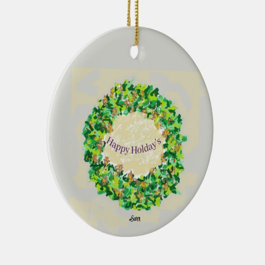 Ornament Prettige feestdagen: Kerstkrans /Kerst (Rechts)