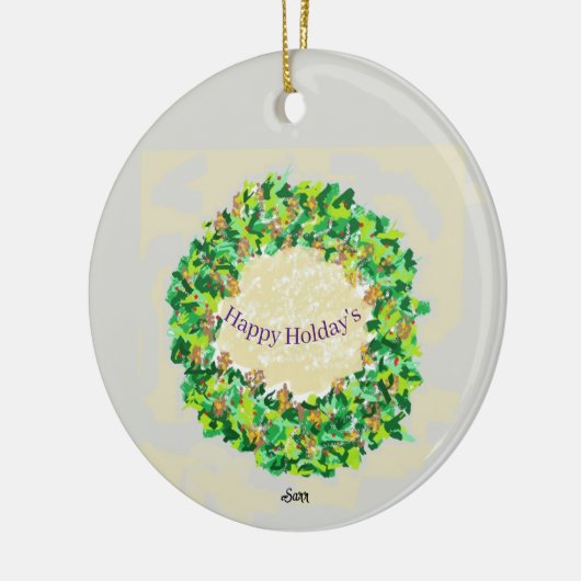 Ornament Prettige feestdagen: Kerstkrans /Kerst (Links)