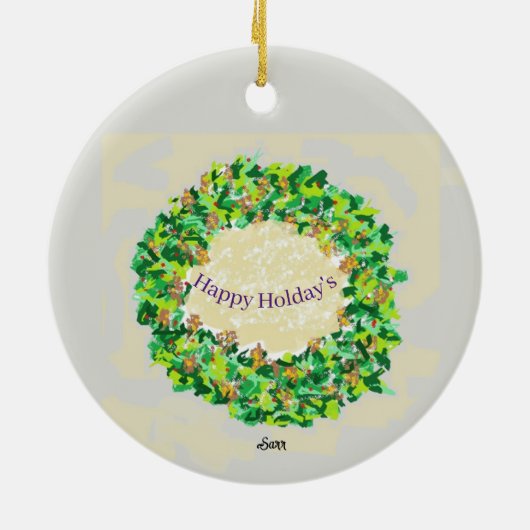 Ornament Prettige feestdagen: Kerstkrans /Kerst (Achterkant)