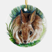 Ornament Rabbit Hiding in Grass, Waterverf Potlood (Voorkant)