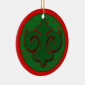 Ornament Red and Green Fleur de Lis Holiday (Rechts)