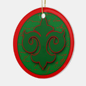 Ornament Red and Green Fleur de Lis Holiday (Links)