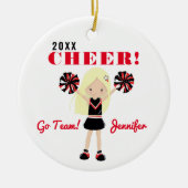 Ornament Red & Black Cute Blonde Cheerleader (Voorkant)