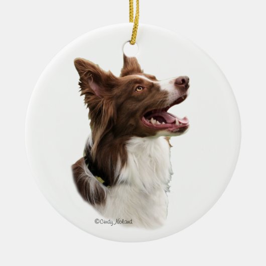 Ornament Red Border Collie Head (Voorkant)