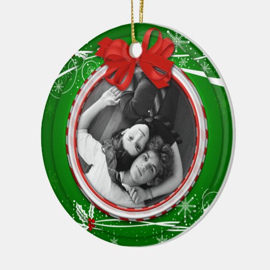 Ornament Red Green Holly 1 kerst (Links)