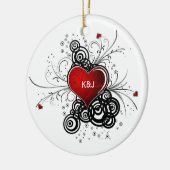 Ornament Red Heart Black Swirls Wedding Keepsak (Links)