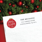 Ornament Red Merry Kerstmis Etiket